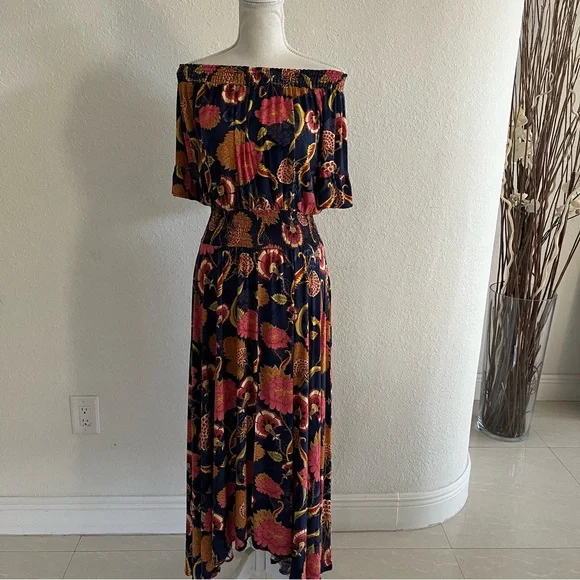 Jaase Leah Off The Shoulder Maxi Dress Womens Small Gypsy Bohemian Boho Festival - Picture 2 of 5